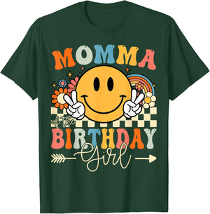 Momma Of The Birthday Girl Groovy Retro Vintage T-Shirt - T-Shirt | Forest