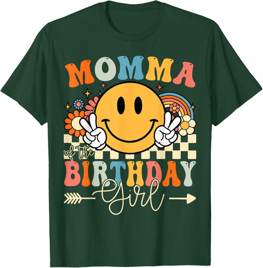 Momma Of The Birthday Girl Groovy Retro Vintage T-Shirt - T-Shirt | Forest