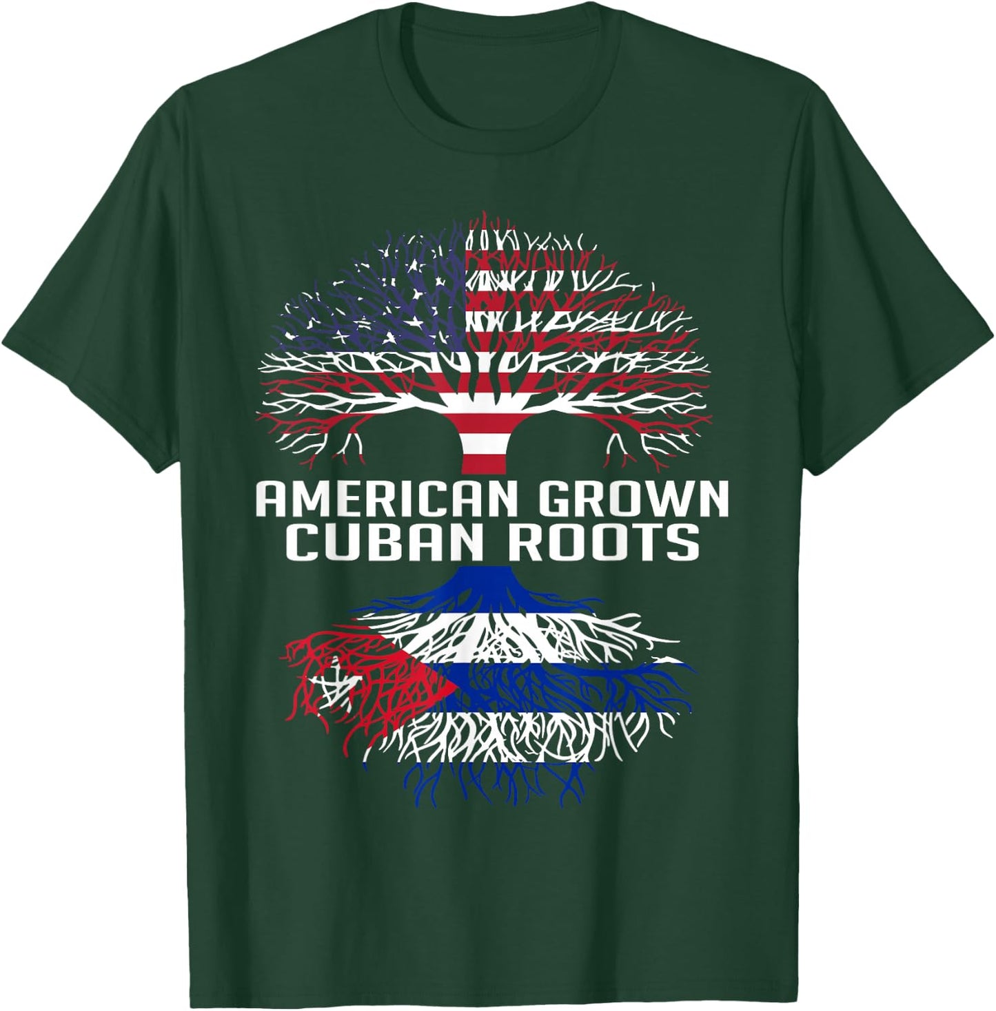 American Grown Cuban Roots Proud Cuban Roots Cuba Flag T-Shirt - T-Shirt | Forest