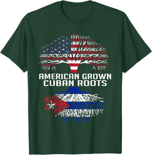 American Grown Cuban Roots Proud Cuban Roots Cuba Flag T-Shirt - T-Shirt | Forest