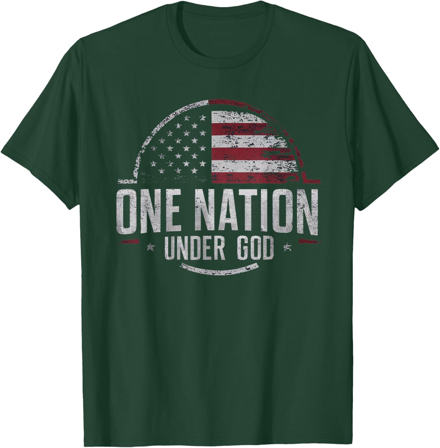 Patriotic One Nation Under God American Flag Design Men T-Shirt - T-Shirt | Forest