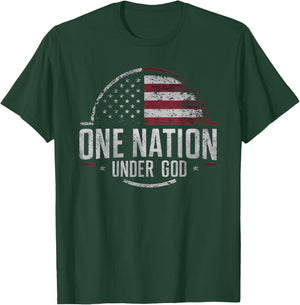 Patriotic One Nation Under God American Flag Design Men T-Shirt - T-Shirt | Forest