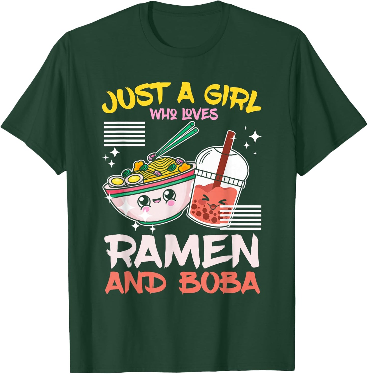 Just A Girl Who Loves Ramen And Boba Bubble Tea Japanese T-Shirt - T-Shirt | Forest