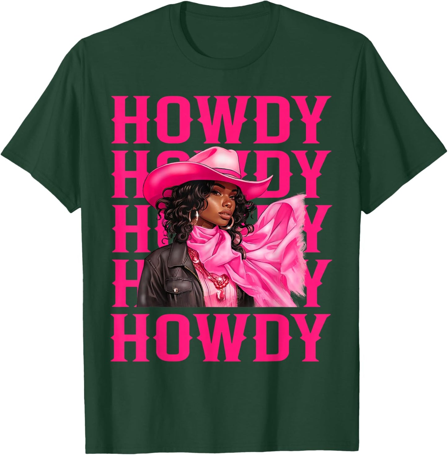 Howdy Western Cowgirl African American Black Women Girls T-Shirt - T-Shirt | Forest