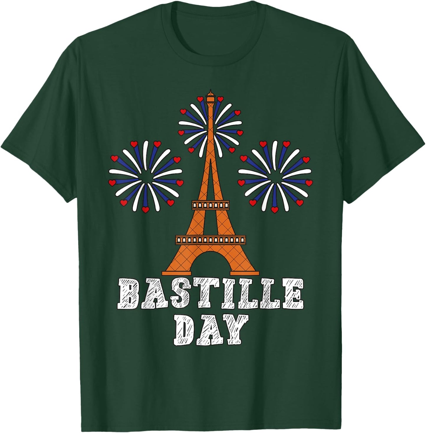 Bastille Day French Flag Eiffel Tower Firecracker 14th July T-Shirt - T-Shirt | Forest