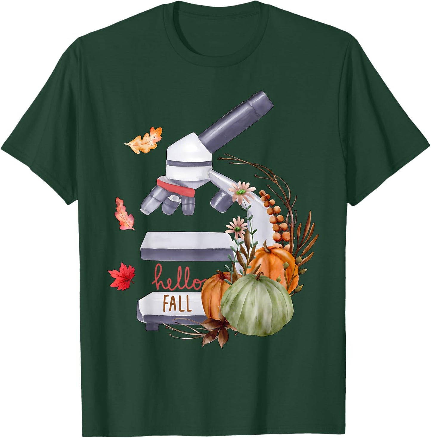 Microscope Flower Pumpkin Microbiology Biology Thanksgiving T-Shirt - T-Shirt | Forest