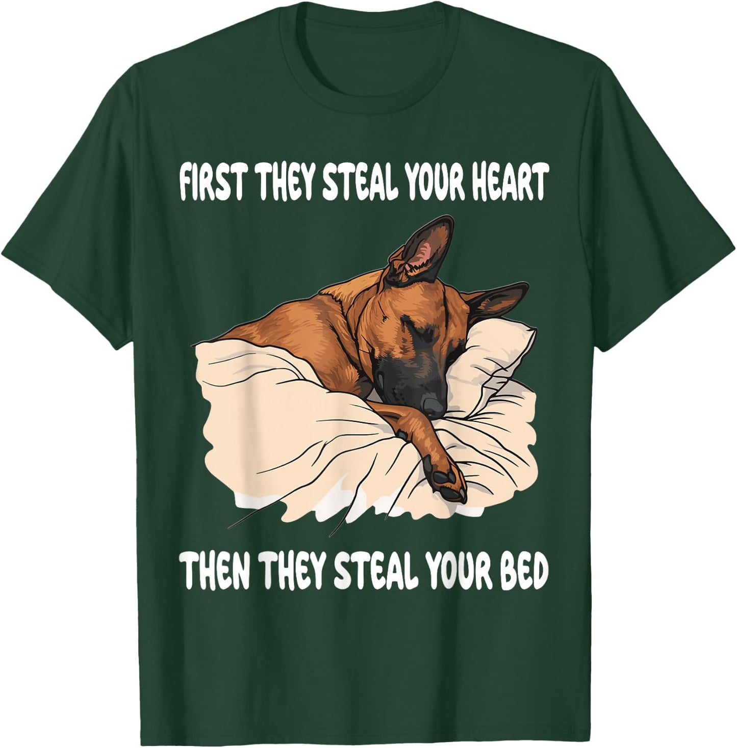 Belgian Malinois Sleeping Pajamas Nightgown T-Shirt - T-Shirt | Forest