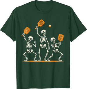 Funny Skeleton Playing Pickleball Halloween Costume Men T-Shirt - T-Shirt | Forest