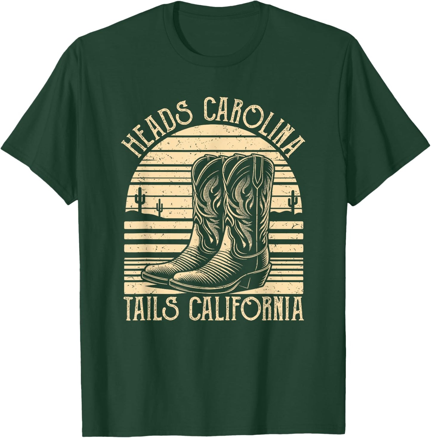 Heads Carolina Tail California Retro Vintage Country T-Shirt - T-Shirt | Forest