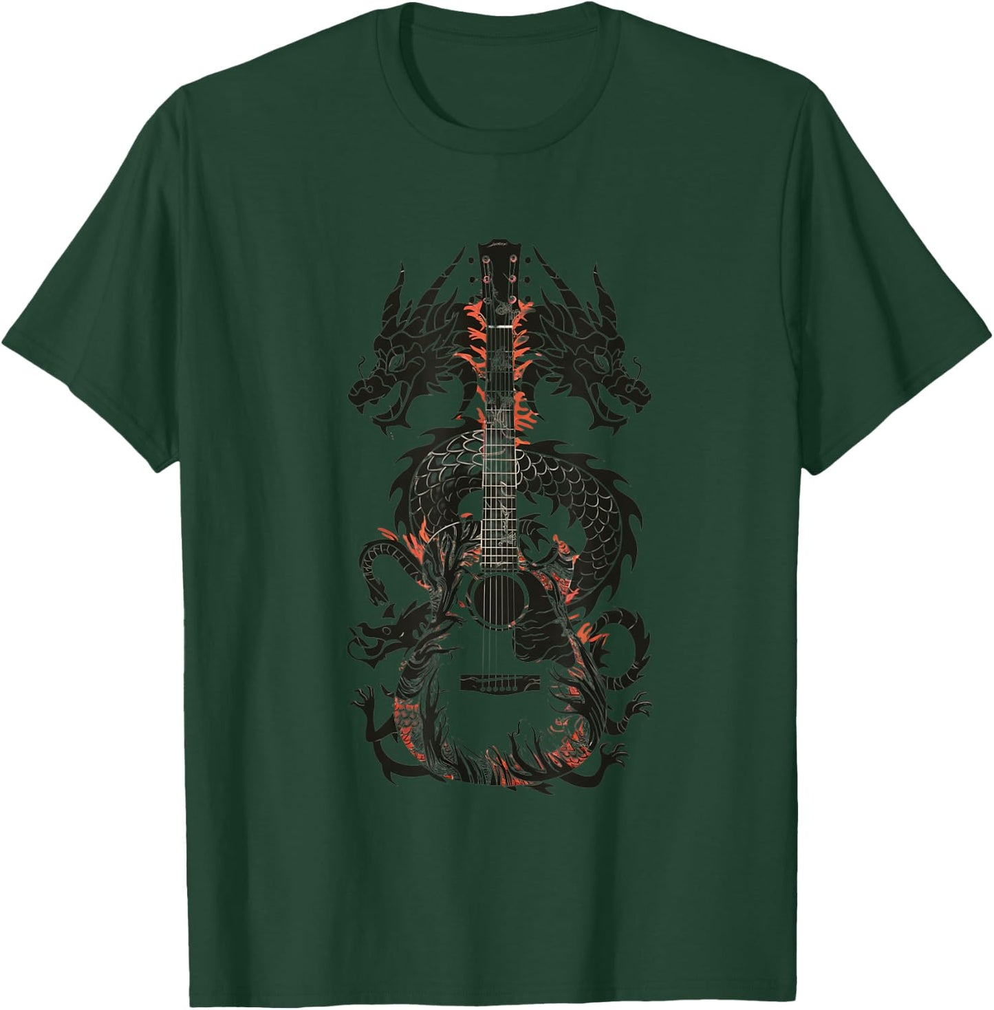 Dragon Guitar Fusion Art Music Lover Design T-Shirt - T-Shirt | Forest