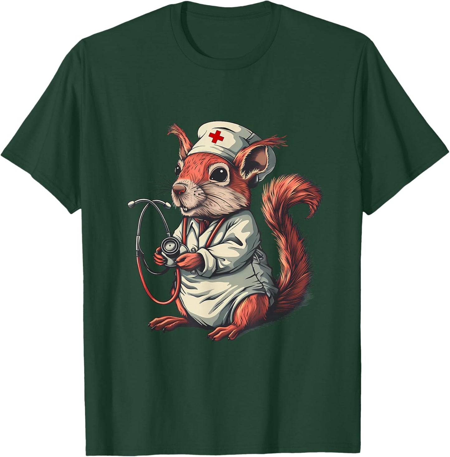Doctor Squirrel Lover Squirrel Nurse Healthcare Nursing T-Shirt - T-Shirt | Forest