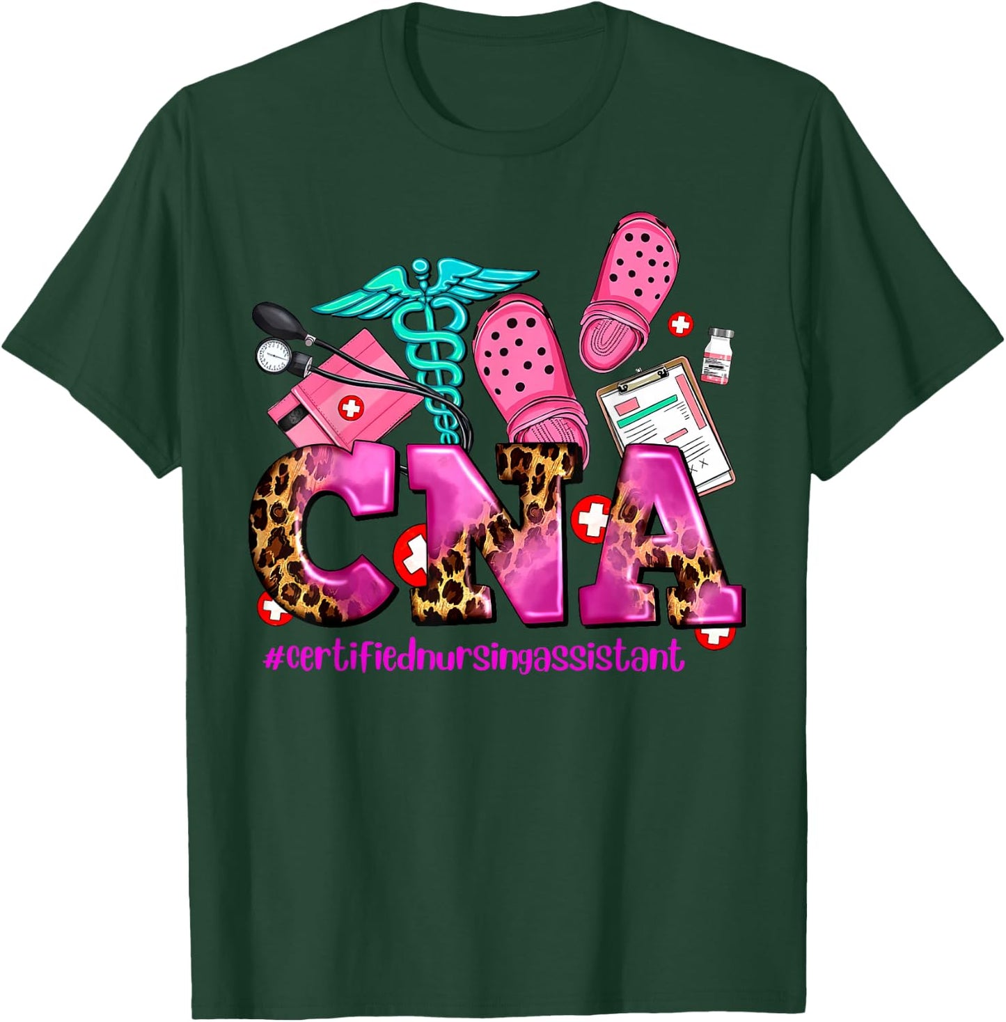 CNA Certified Nursing Assistant Leopard Registered Nurse T-Shirt - T-Shirt | Forest