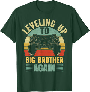 Leveling Up To Big Bro Again Vintage Gift Big Brother Again T-Shirt - T-Shirt | Forest
