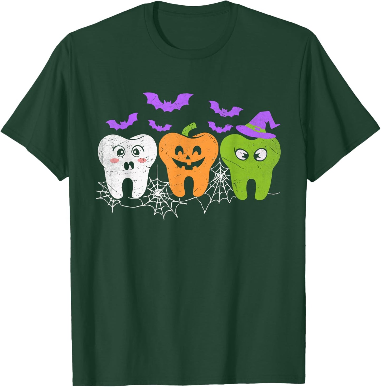 Teeth Ghost Pumpkin Witch Cute Dental Halloween Dentist T-Shirt - T-Shirt | Forest