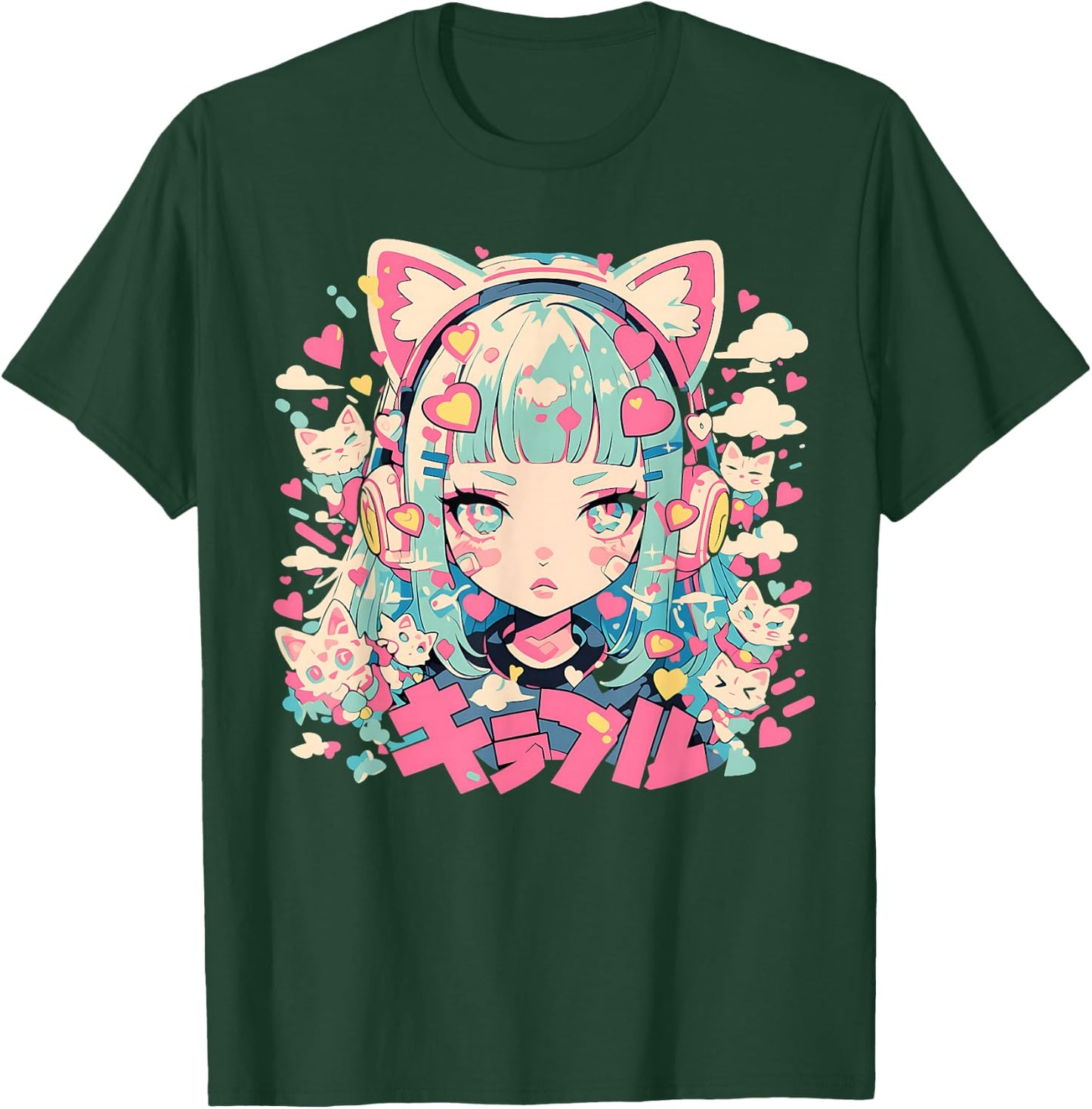 Anime Waifu Cute Anime Manga Cat Girl Sweet Retro Japan T-Shirt - T-Shirt | Forest