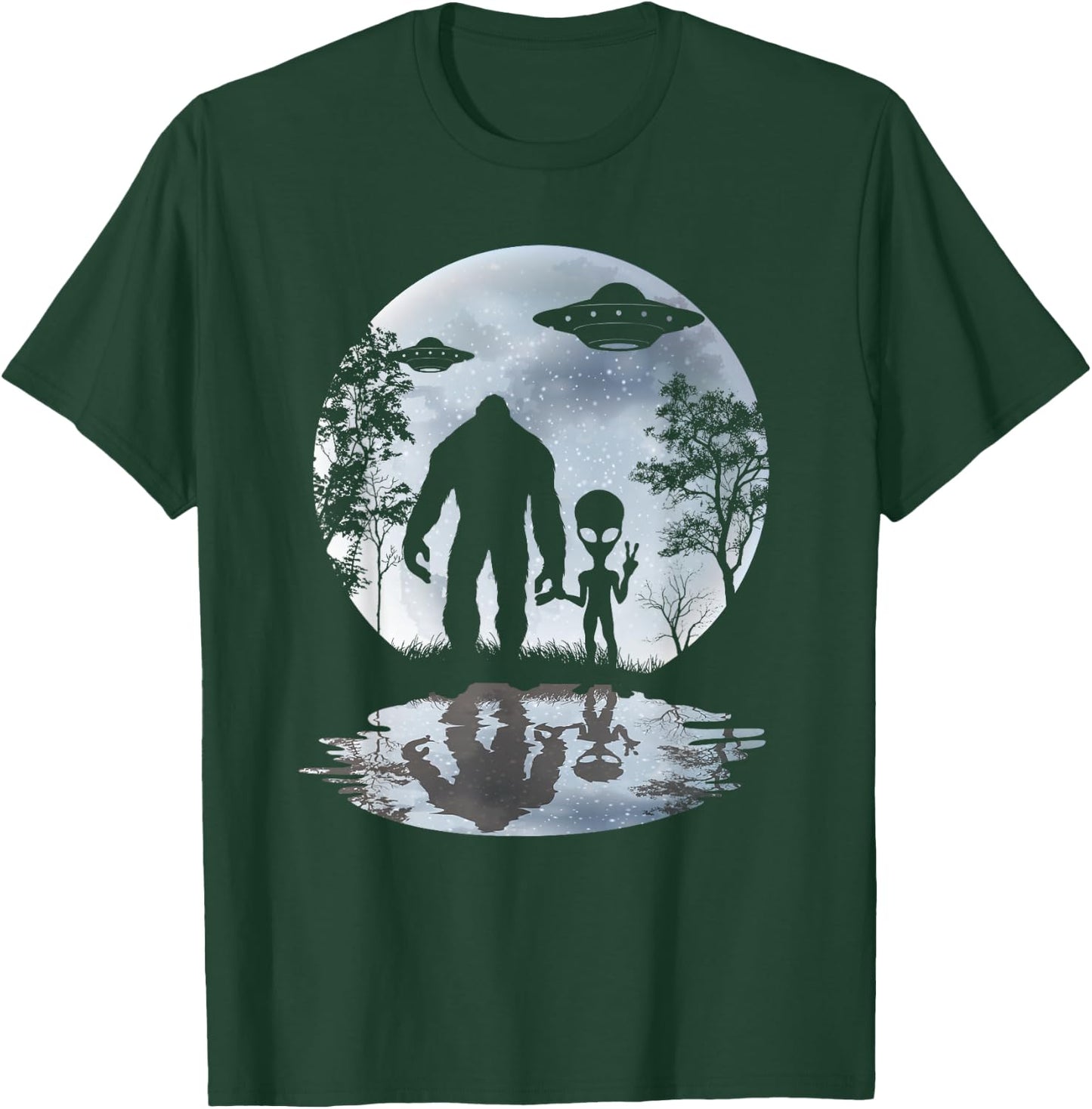 Alien Bigfoot Moon Sasquatch UFO Extraterrestrial Men women T-Shirt - T-Shirt | Forest