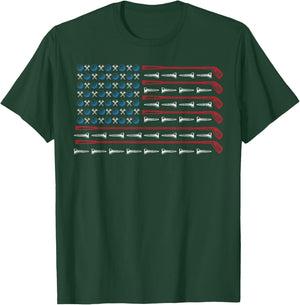 Patriotic American Golfer Flag Golf Club Golf Lover Women Kids Men T-Shirt - T-Shirt | Forest