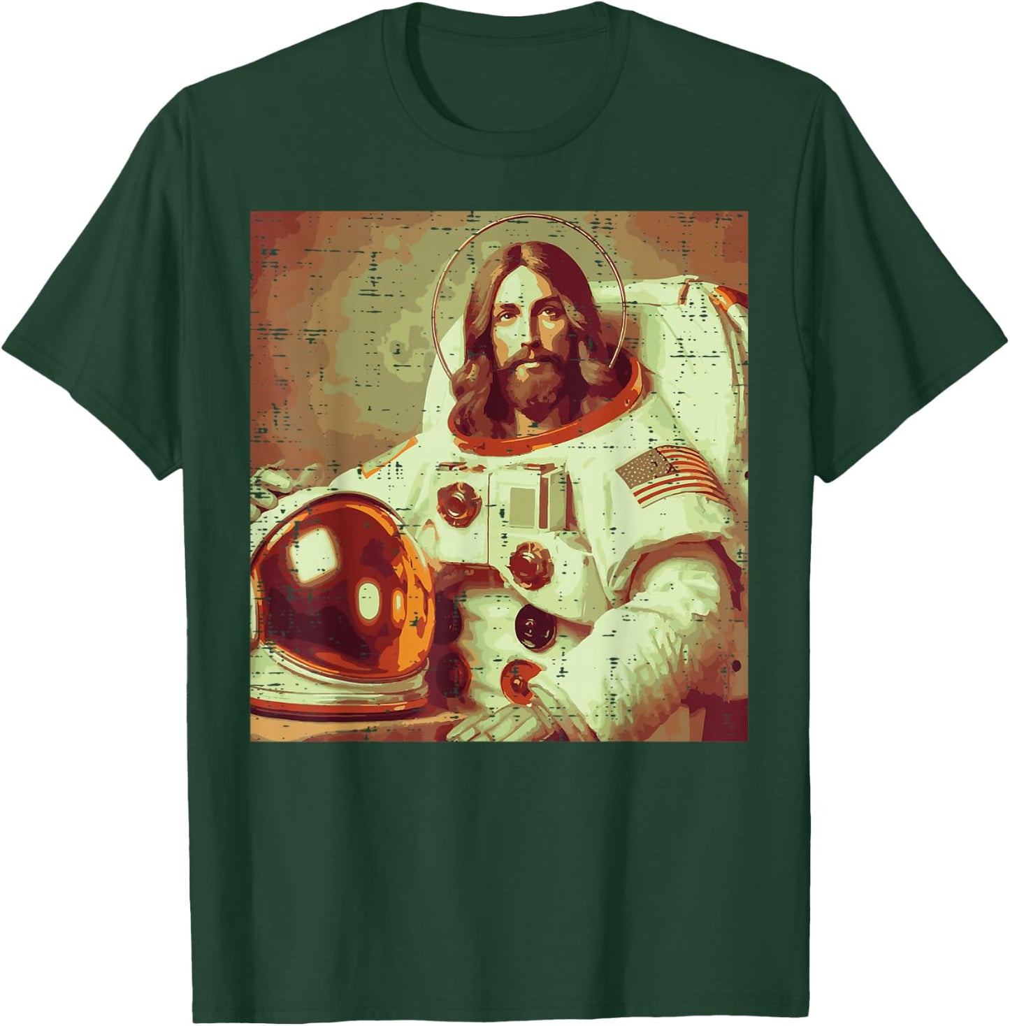 Astronaut Jesus God Space Religious Christian Men Women Kids T-Shirt - T-Shirt | Forest