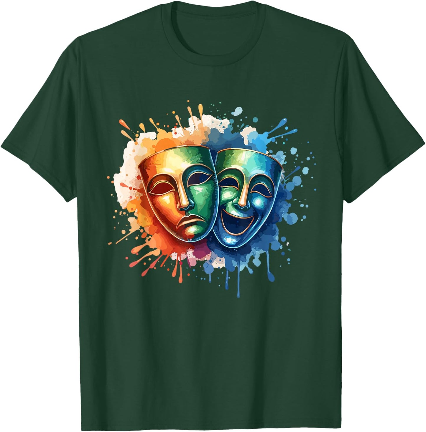 Theater Masks Comedy and Tragedy T-Shirt - T-Shirt | Forest