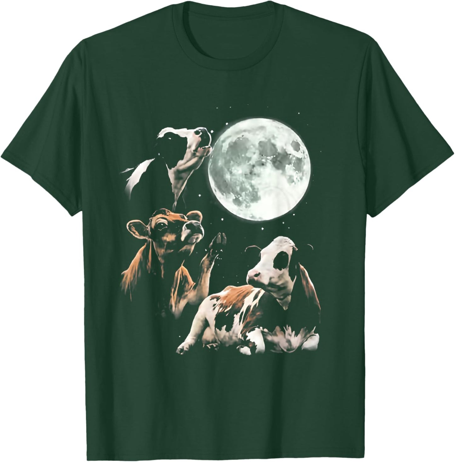 Cow Howling at Moon Vintage 90s Graphic T-Shirt - T-Shirt | Forest