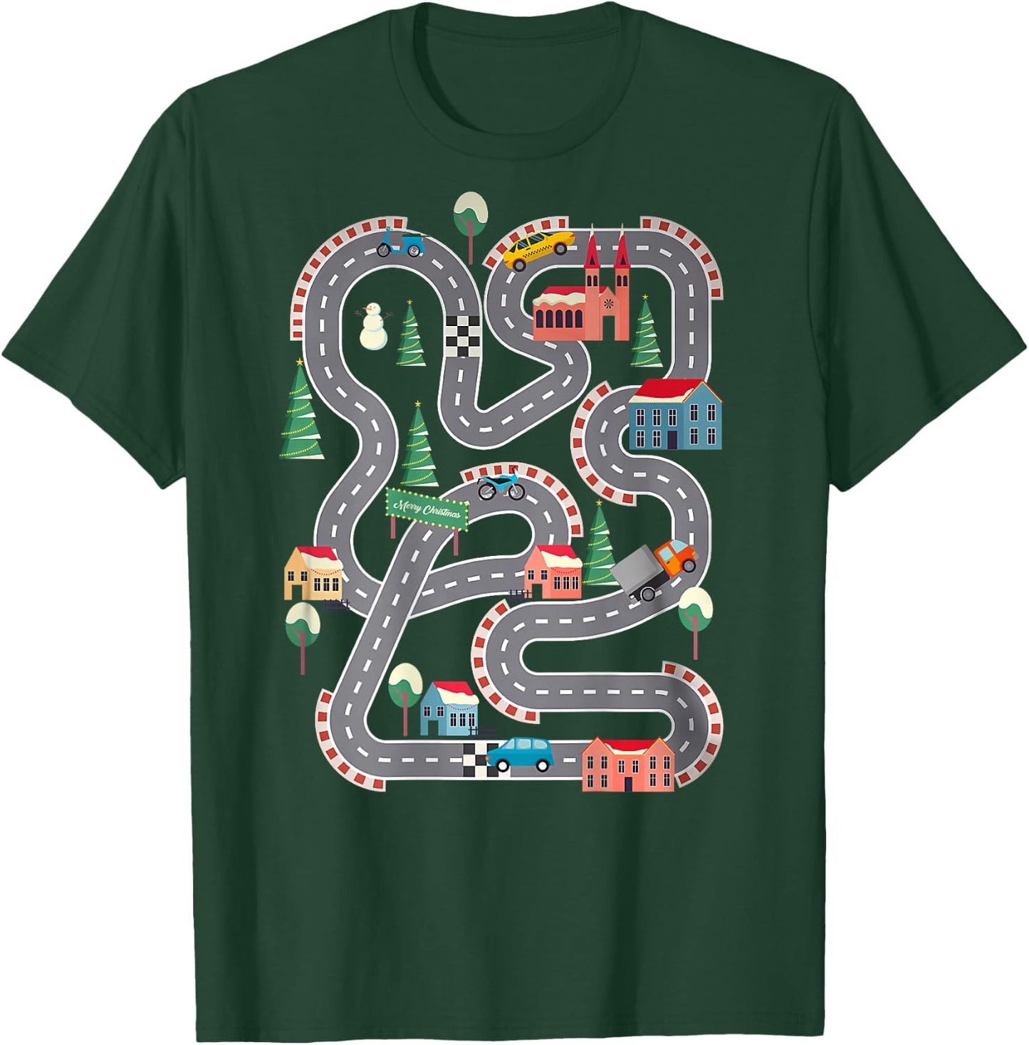 Kid Play Cars On Dad Back Race Track Mat Father's Day T-Shirt - T-Shirt | Forest