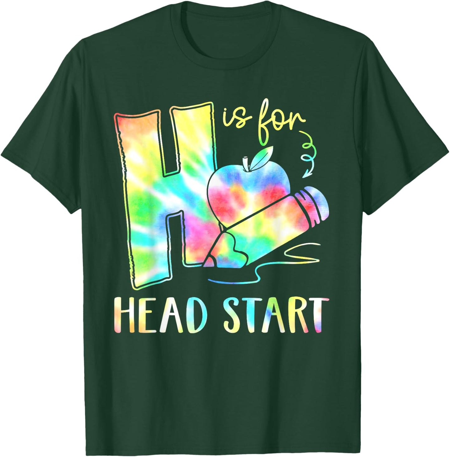 H Is For Head Start Teacher Tie dye Back to School Teacher Men Women T-Shirt - T-Shirt | Forest
