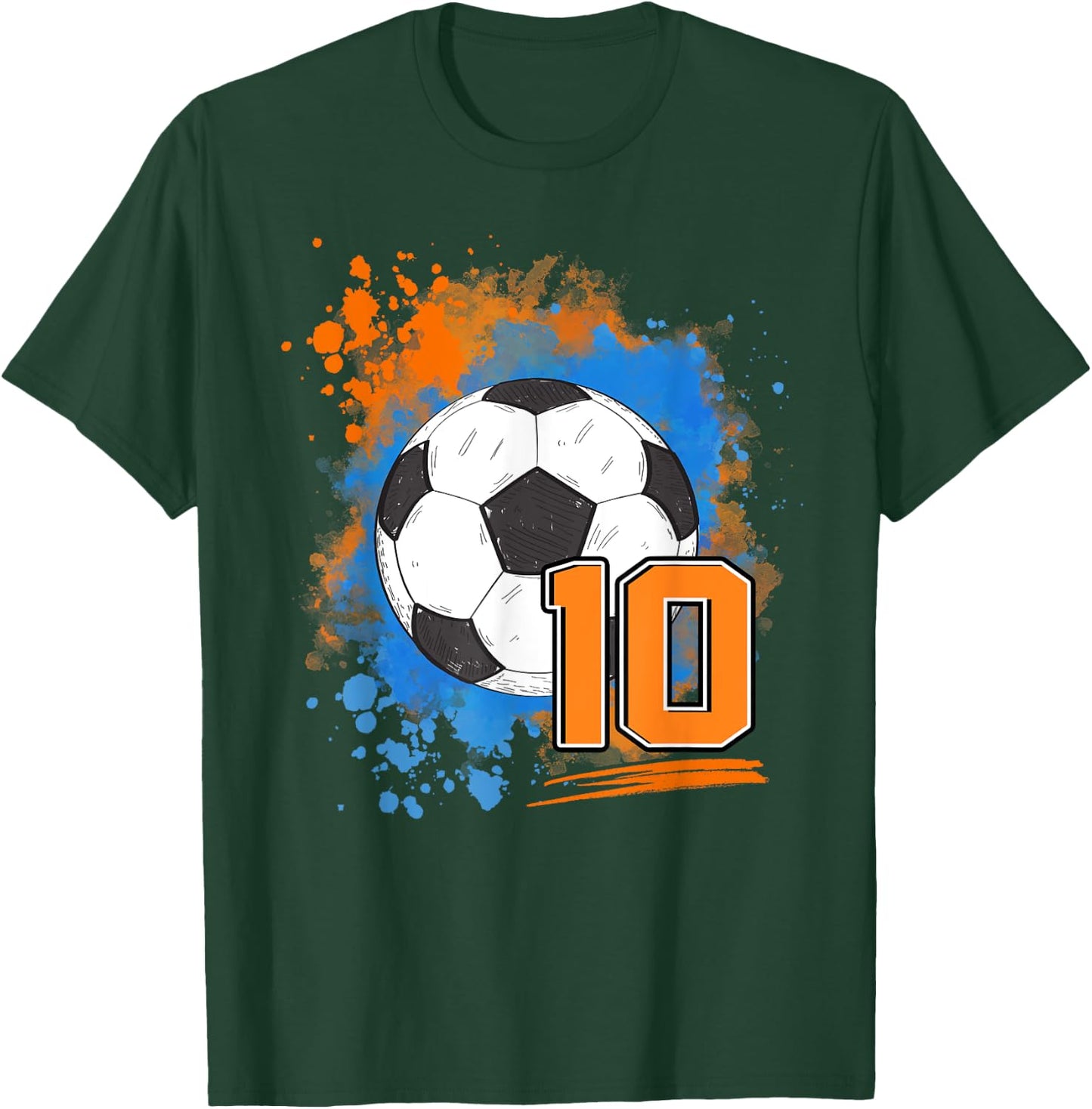 10th Birthday 10 Years Old Soccer Ball T-Shirt - T-Shirt | Forest