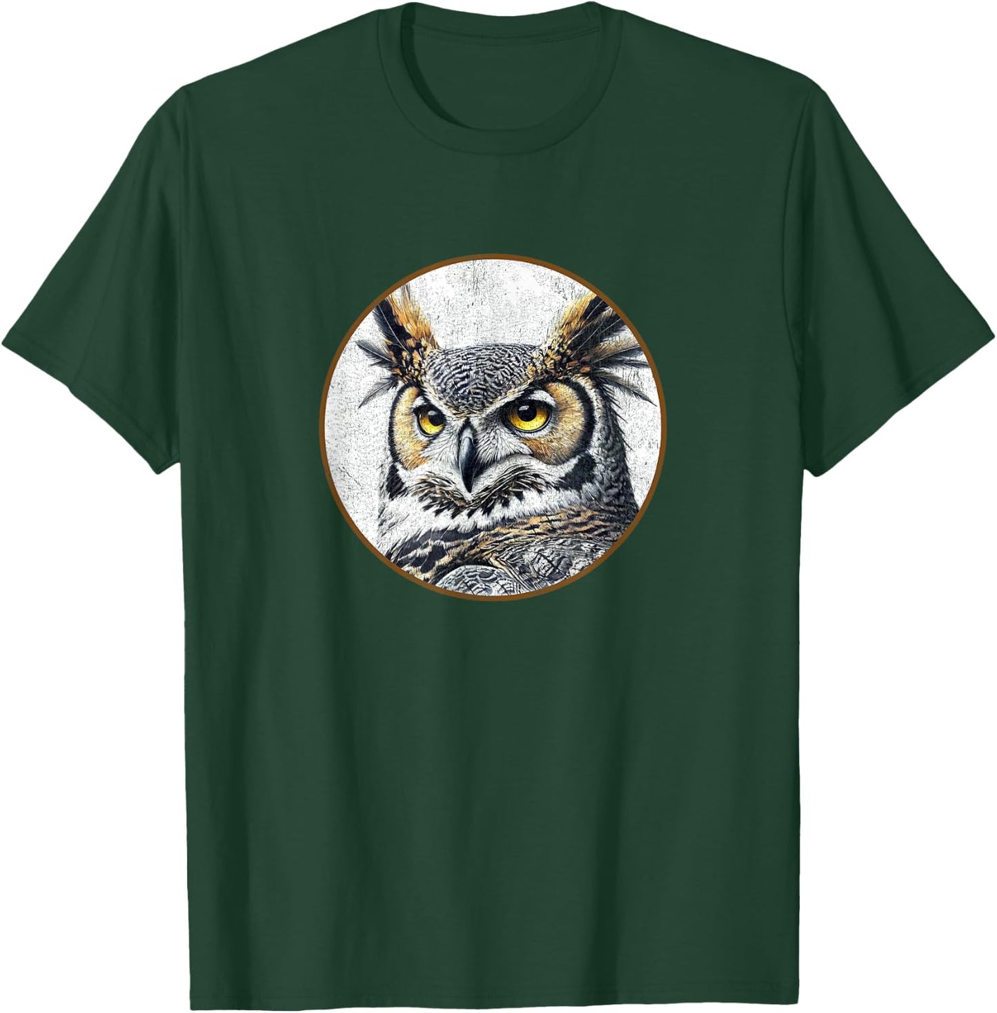Colorful Retro Great Horned Owl Bird Design T-Shirt - T-Shirt | Forest