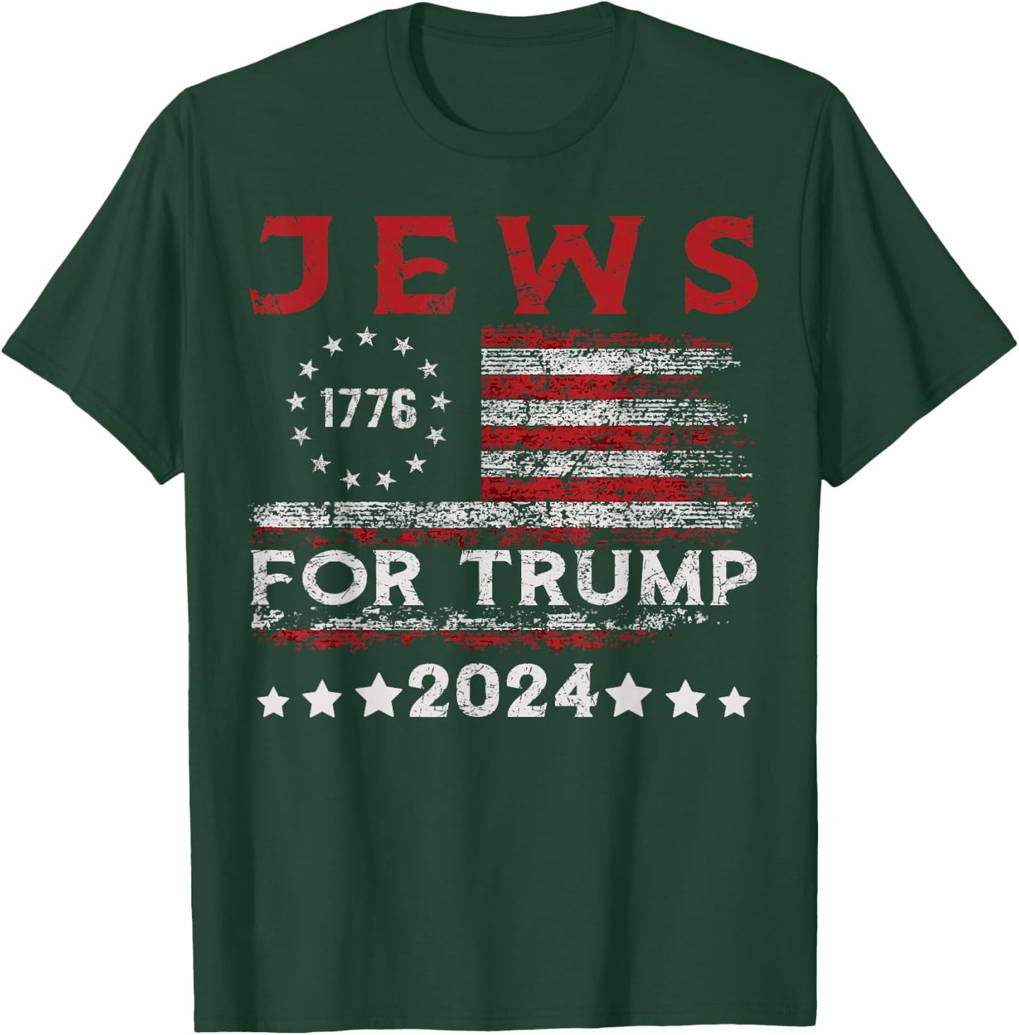 Jews For Trump 2024 American Flag Jew Support Trump Men T-Shirt - T-Shirt | Forest
