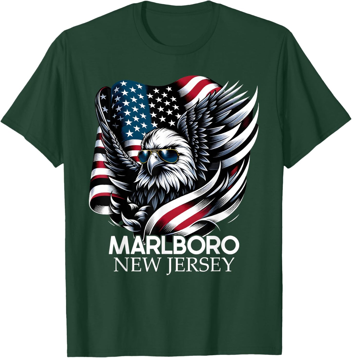 Marlboro New Jersey 4th of July USA American Flag T-Shirt - T-Shirt | Forest
