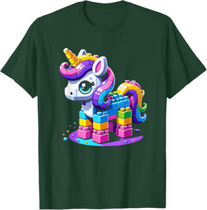 Block Building Unicorn Lover Master Builder Bricks T-Shirt - T-Shirt | Forest