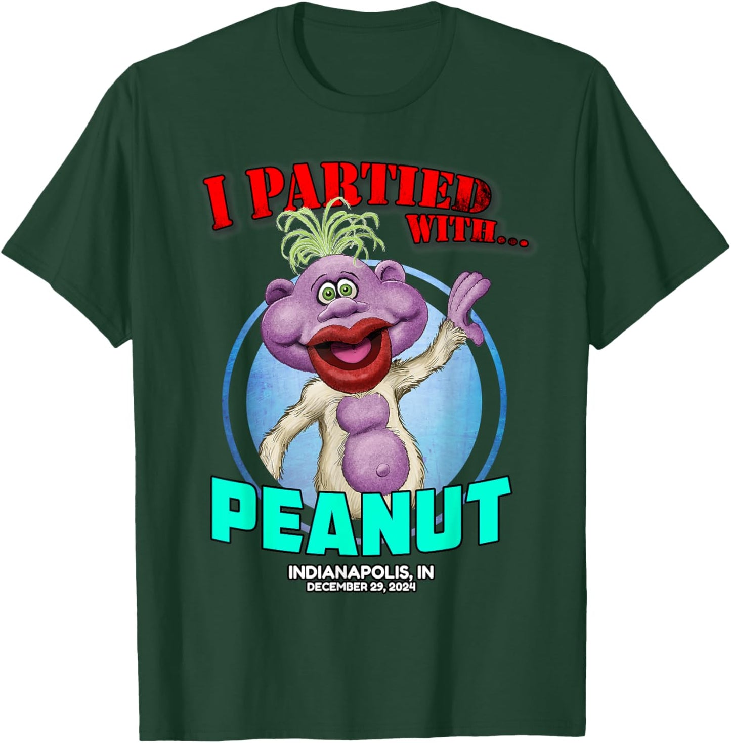 Jeff Dunham Peanut Indianapolis, IN (2024) -Adults Classic Fit Black Short Sleeve T-Shirt - T-Shirt | Forest