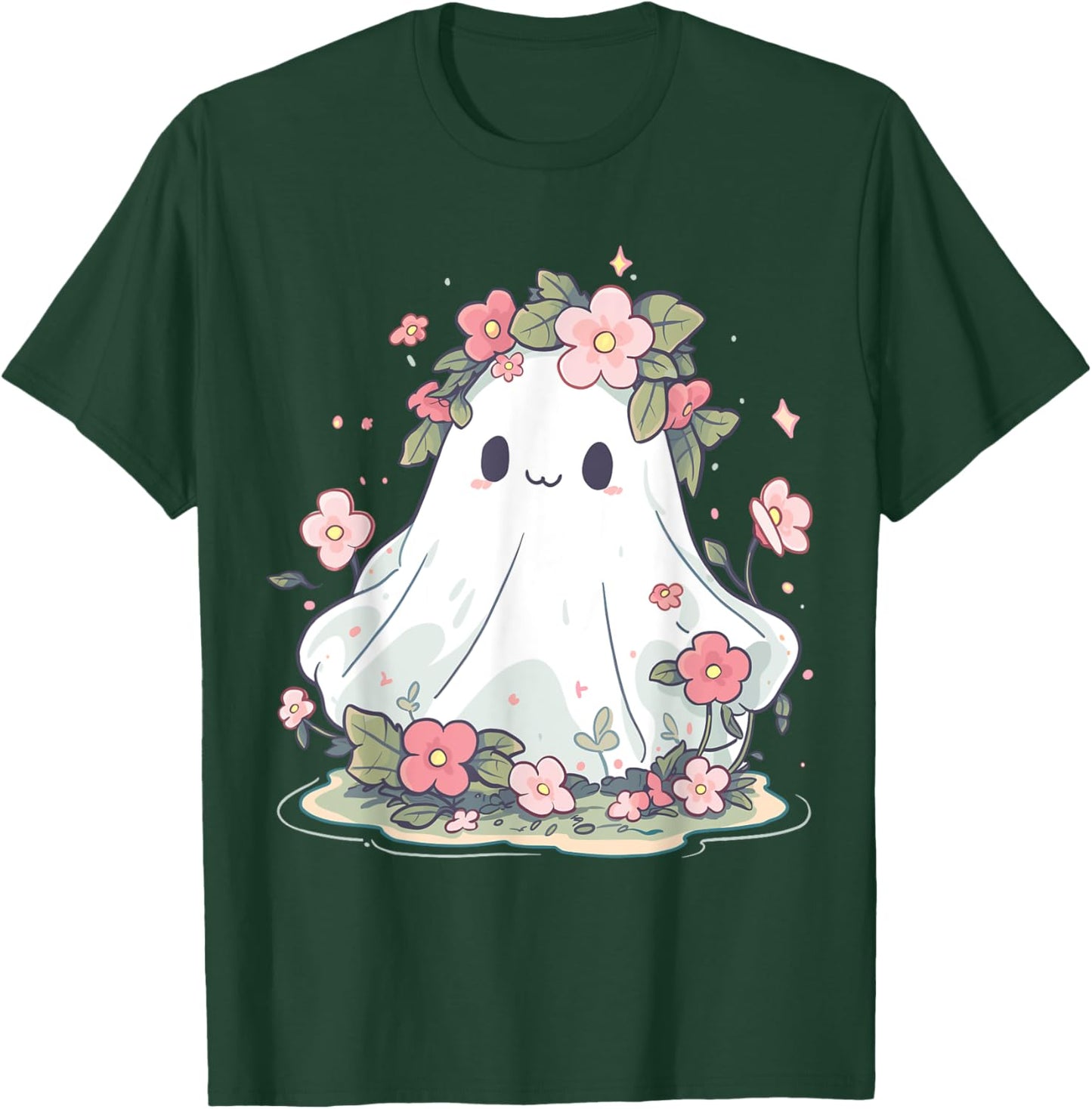 Women Halloween Shirt Floral Ghost Halloween Costume T-Shirt - T-Shirt | Forest