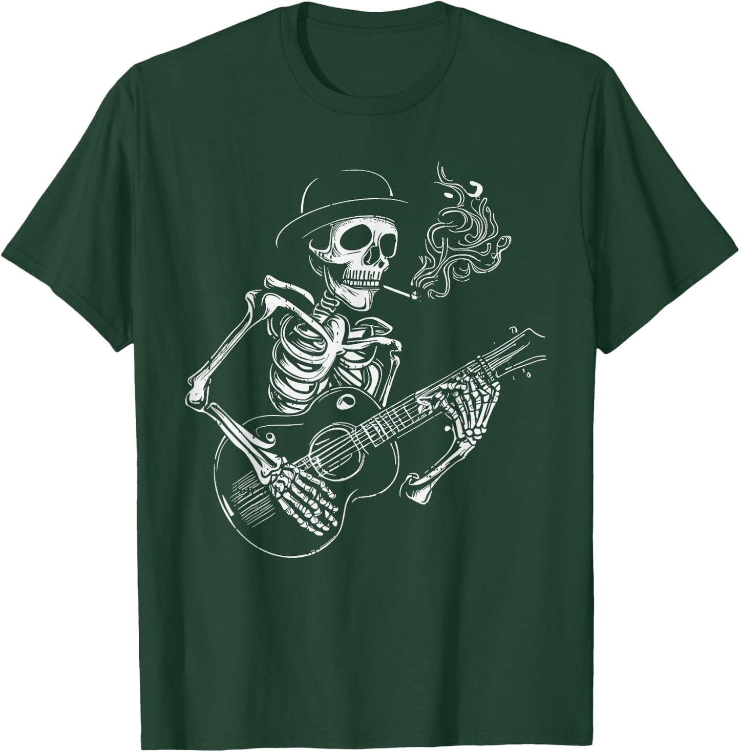Skeleton Guitar PLayer Halloween Bones Guitarist Musician T-Shirt - T-Shirt | Forest