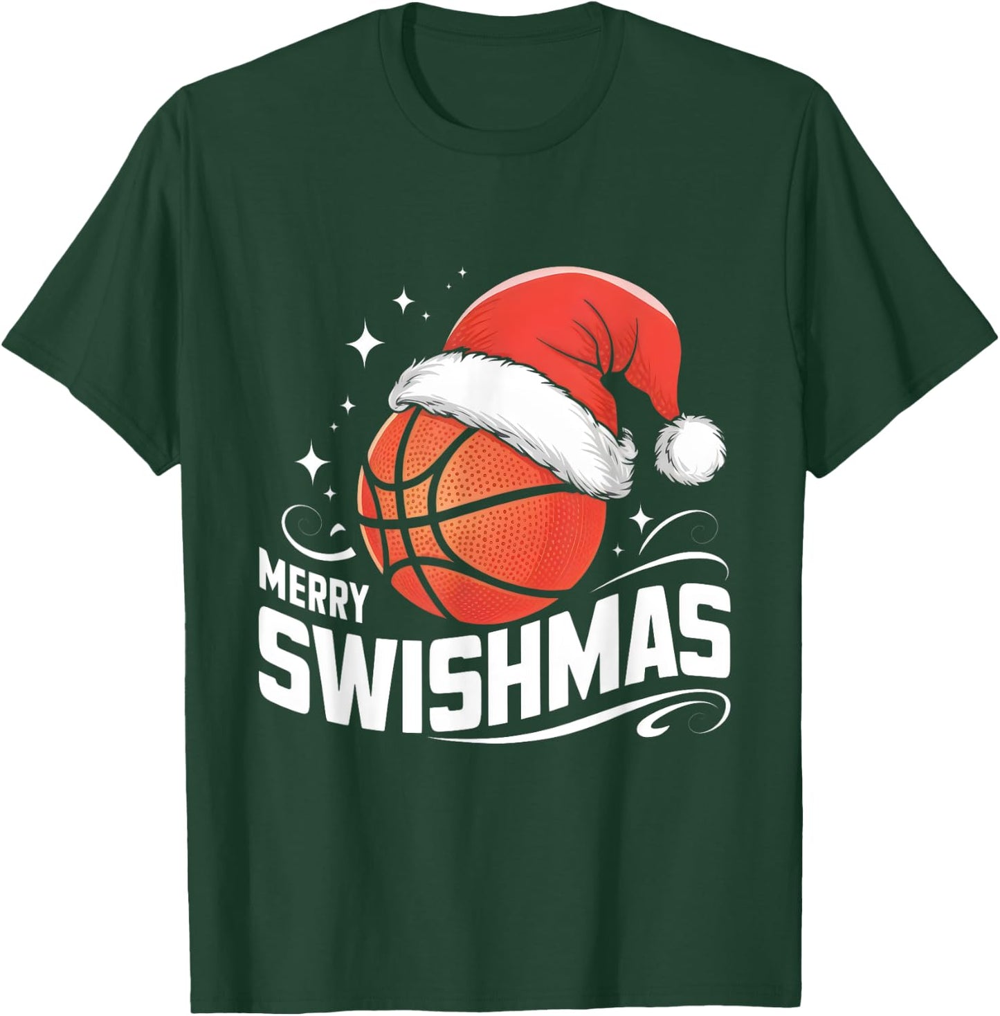 Merry Swishmas Ugly Christmas Basketball Player Xmas Funny T-Shirt - T-Shirt | Forest