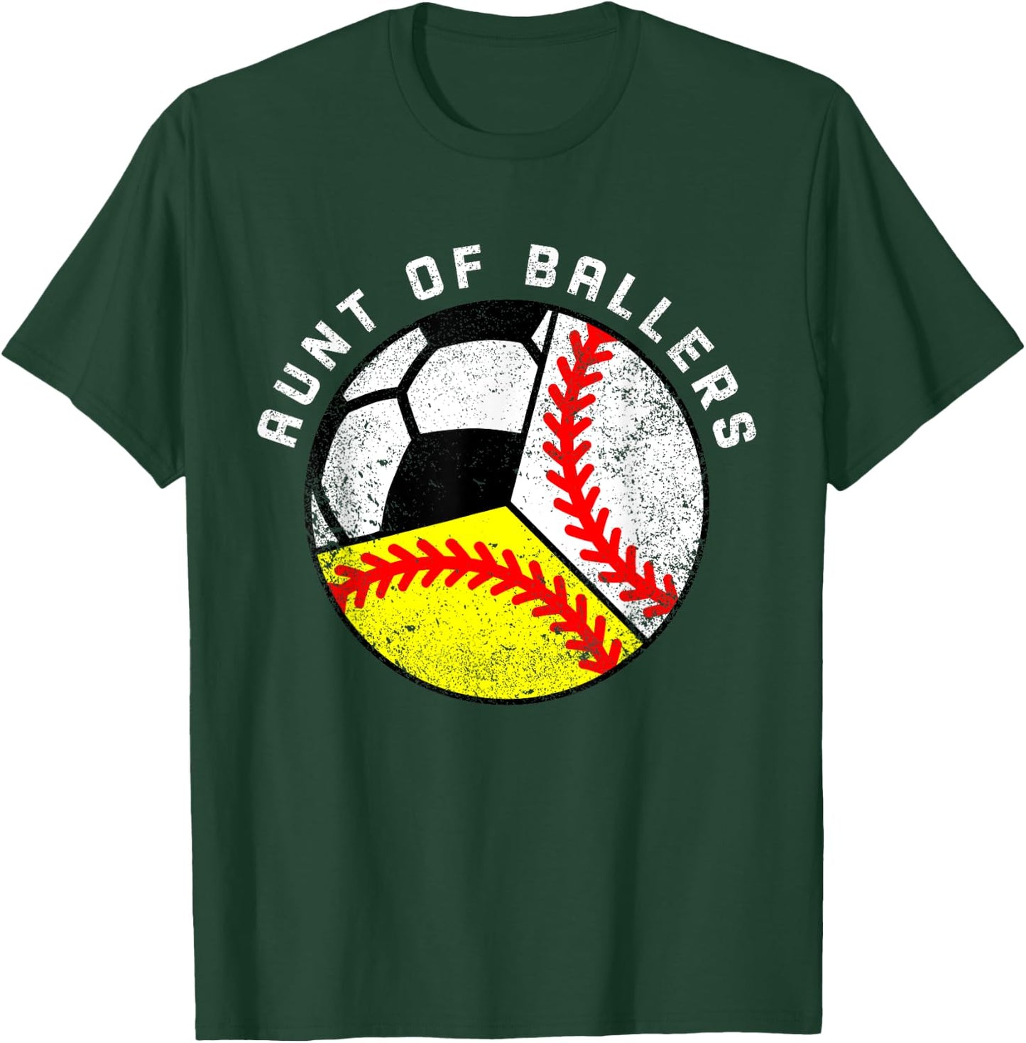 Aunt Of Ballers Funny Baseball Softball Soccer Player Aunt T-Shirt - T-Shirt | Forest