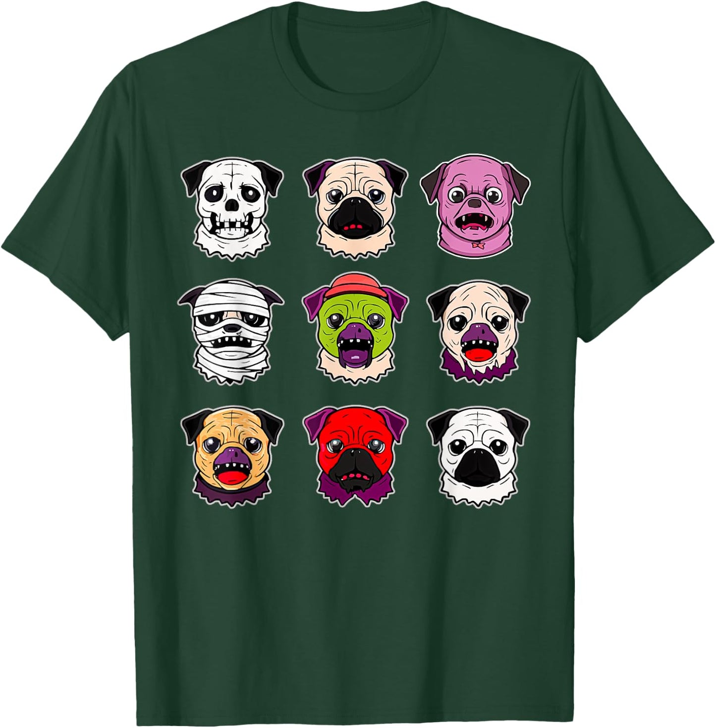 Pug Halloween Costume Spooky Ghost Pumpkin Pug Halloween T-Shirt - T-Shirt | Forest