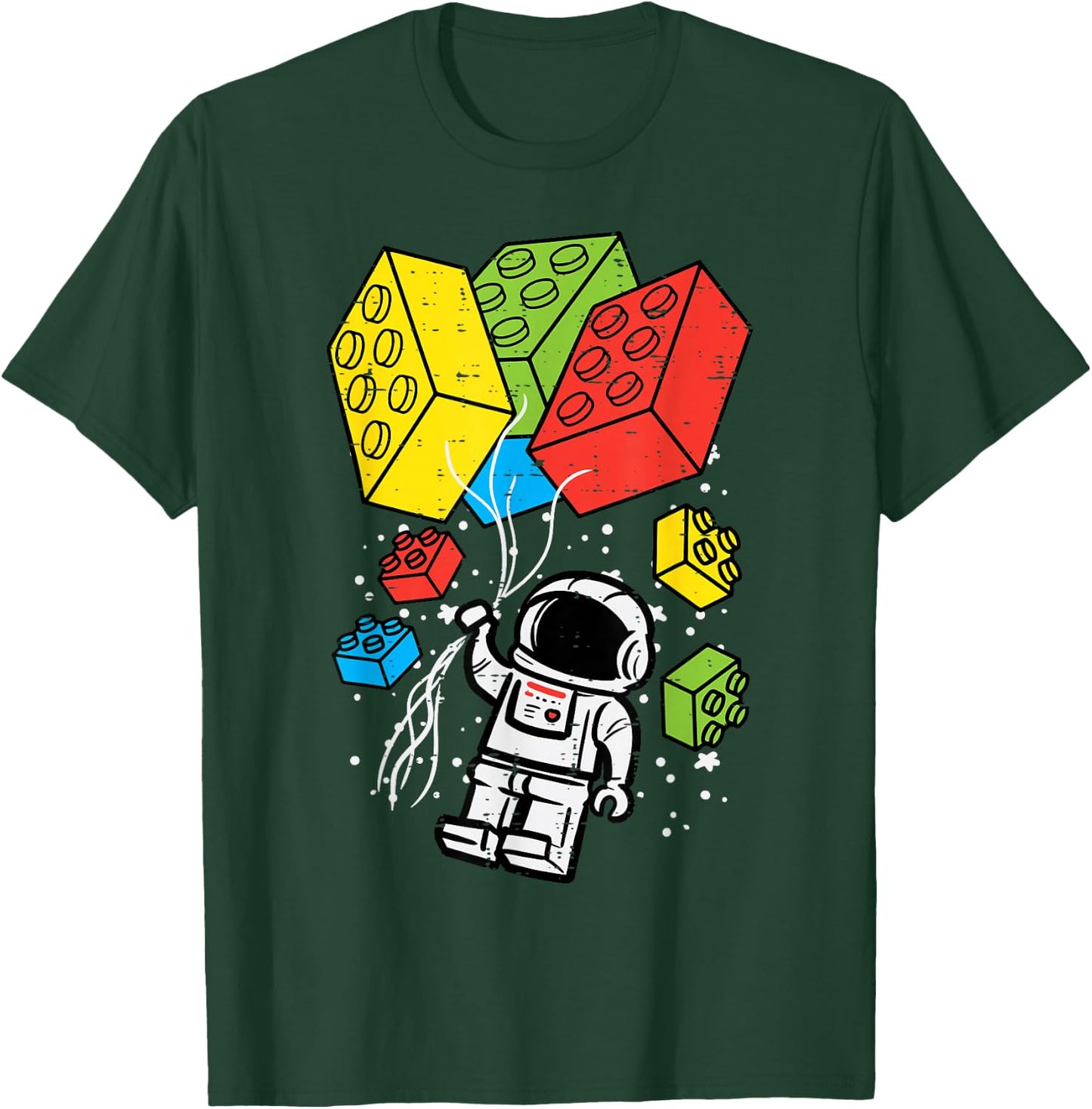 Astronaut Block Building Balloons Space Toddler Boys Kids T-Shirt - T-Shirt | Forest