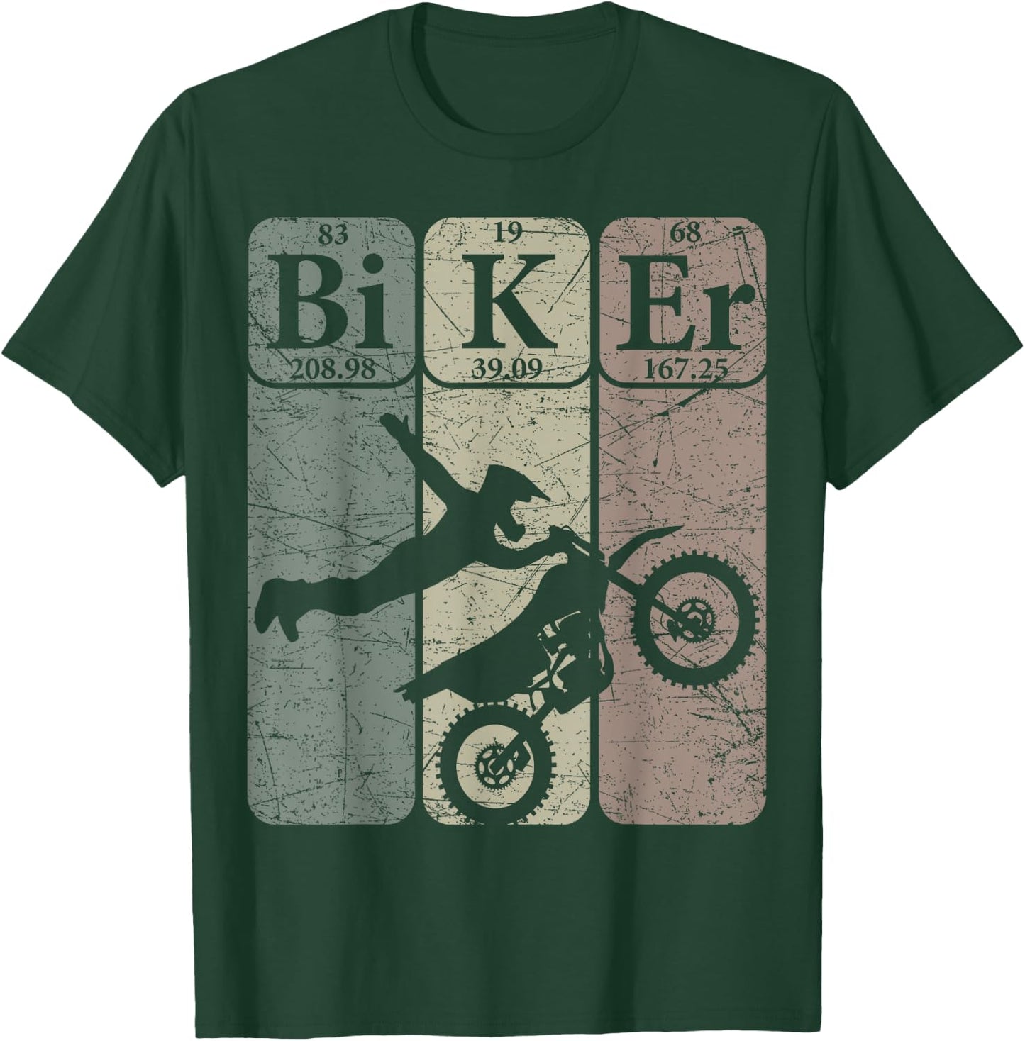 Biker Periodic Table Elements Motocross Bike Nerd Vintage T-Shirt - T-Shirt | Forest