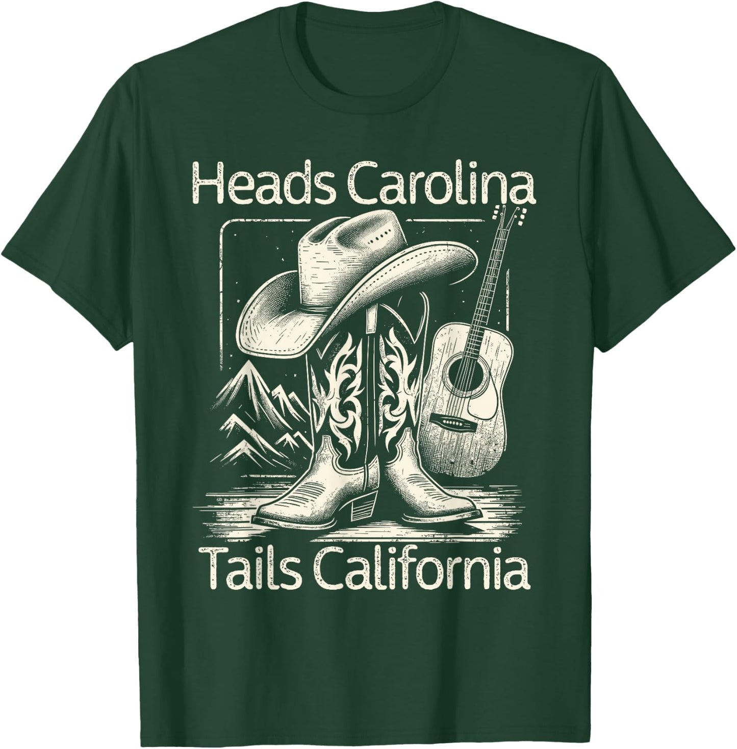 Heads Carolina Tail California Retro Vintage Country T-Shirt - T-Shirt | Forest