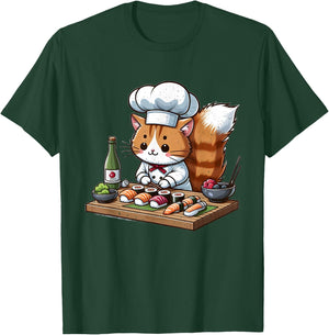 Cat Chef Making Sushi T-Shirt - T-Shirt | Forest