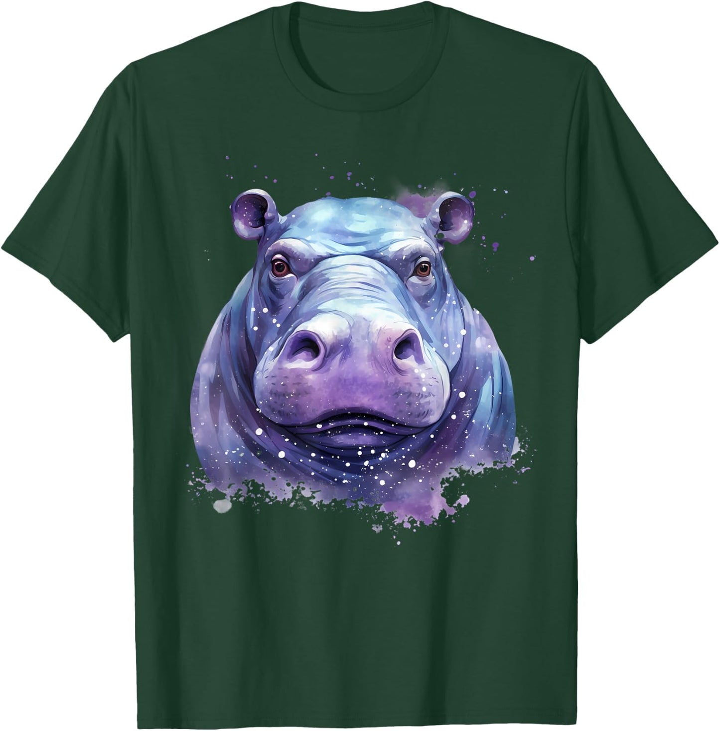 Hippo Portrait Wildlife Colourful Animal Print Hippopotamus T-Shirt - T-Shirt | Forest