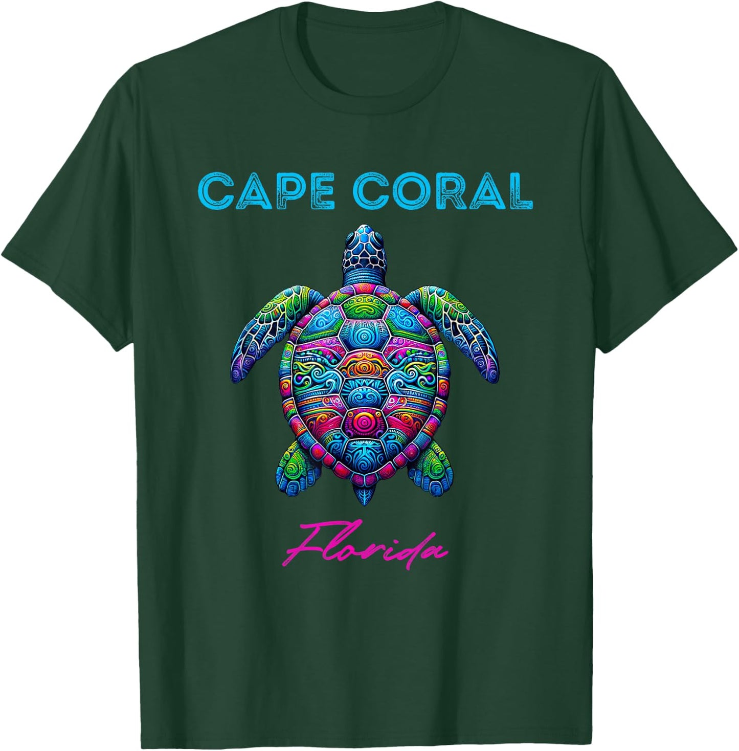 Cape Coral Florida Tribal Beach Sea Turtle T-Shirt - T-Shirt | Forest