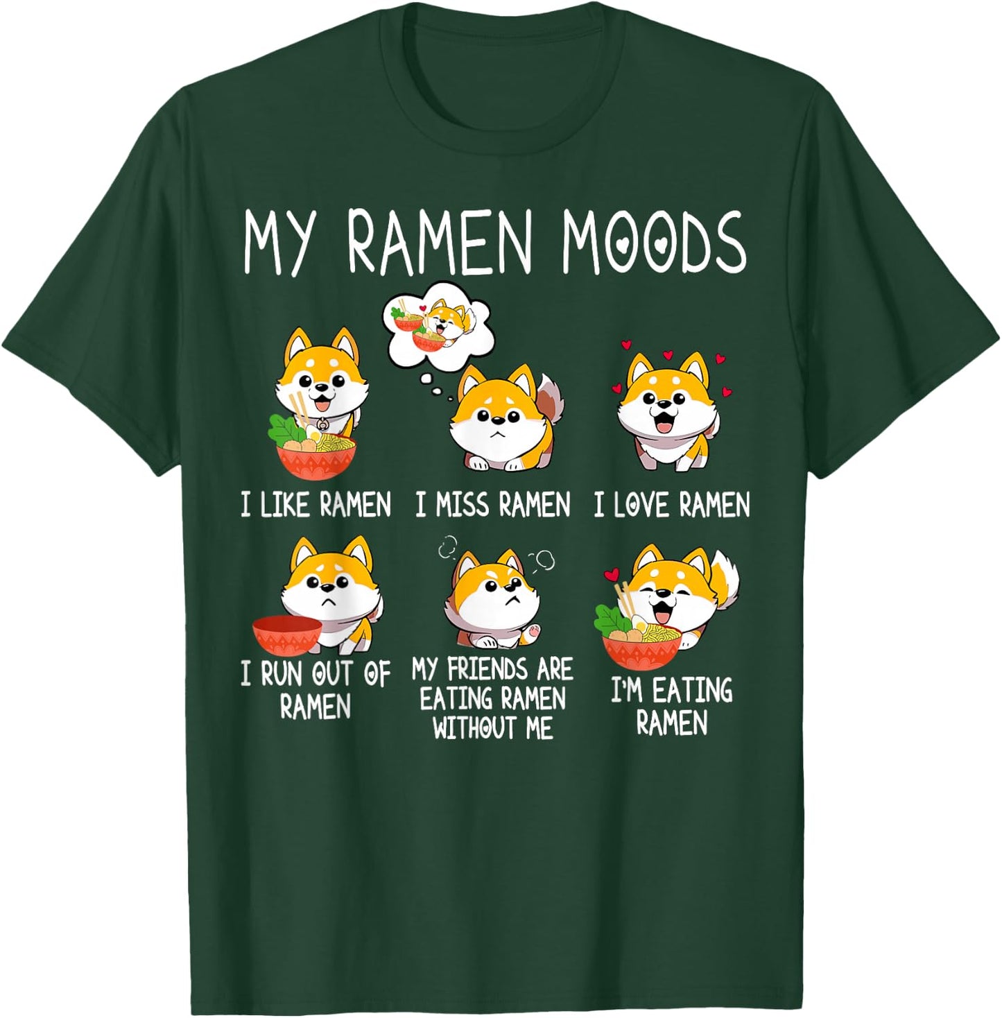 Ramen Shiba Inu Dog Lover Japanese Noodles Women Kid T-Shirt - T-Shirt | Forest