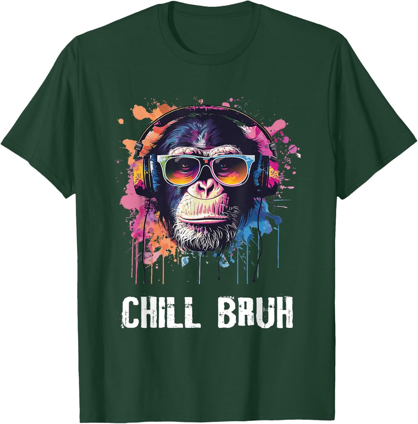Chill Bruh DJ Monkey Sunglasses Teens Boys Men T-Shirt - T-Shirt | Forest