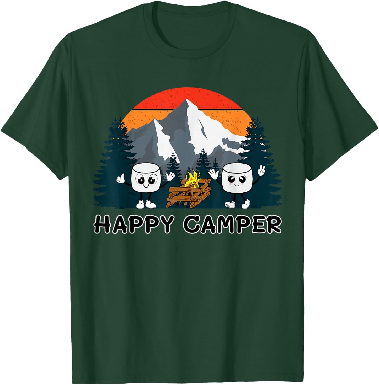 Happy Marshmallow Camper Baby Toddler Kids Cute Marshmallow T-Shirt - T-Shirt | Forest