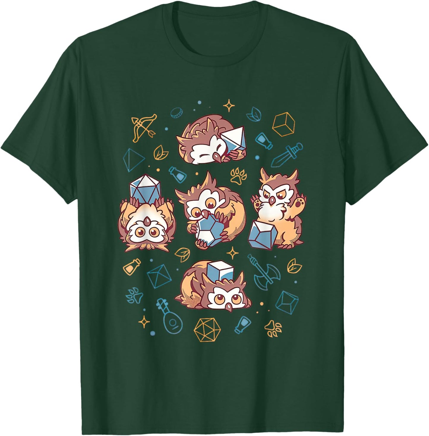 Cute Owl Beast Dice Funny Women T-Shirt - T-Shirt | Forest