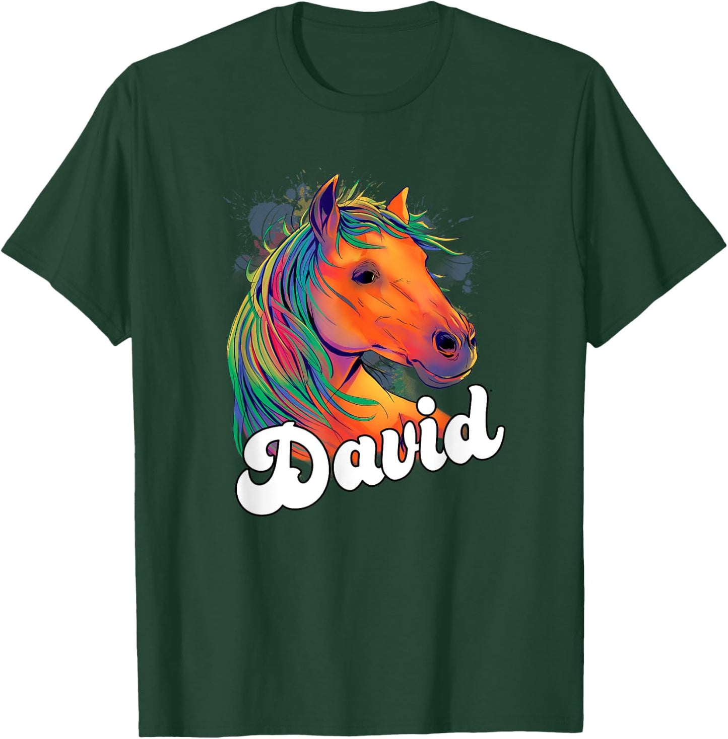DAVID - Cute Boy Name with beautiful Horse T-Shirt - T-Shirt | Forest