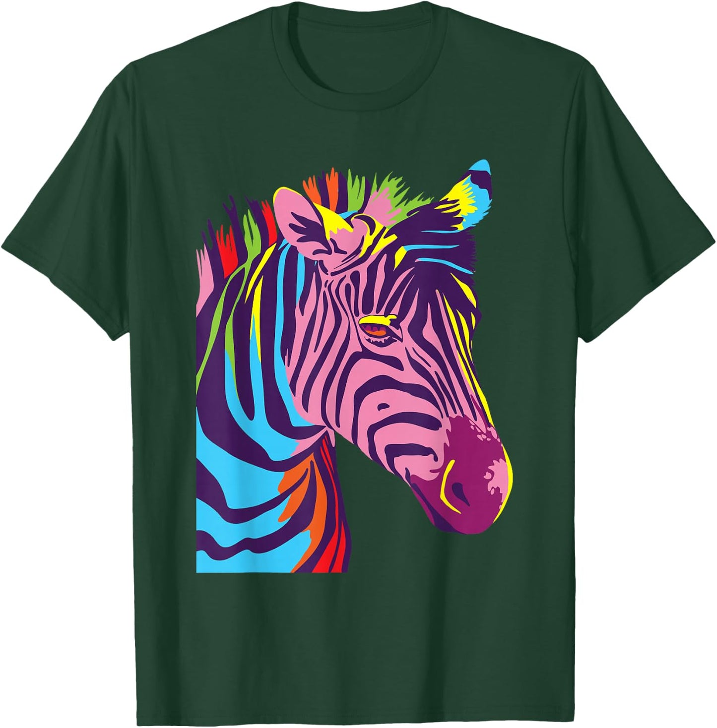 Colorful Zebra Head - Wildlife Biologist Zookeeper Zoologist T-Shirt - T-Shirt | Forest