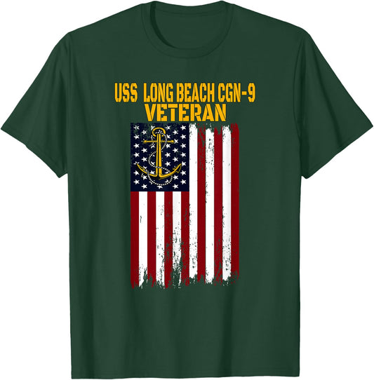 USS Long Beach CGN-9 Cruiser Veterans Day Father's Day T-Shirt - T-Shirt | Forest